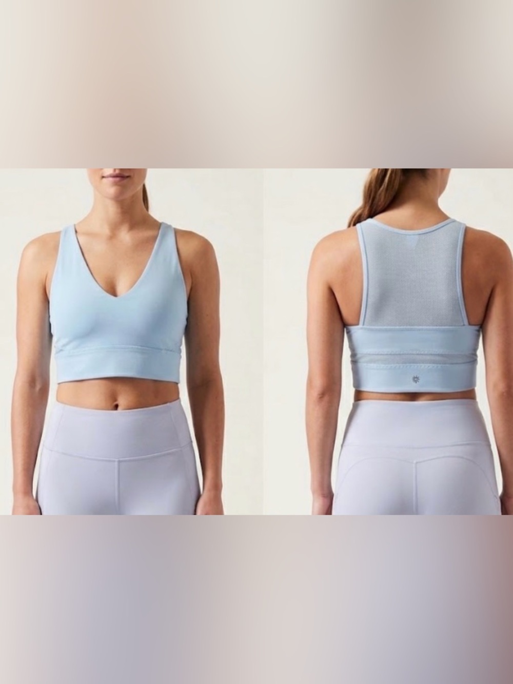 Athleta Light Blue V-Neck Racerback Sports Bra